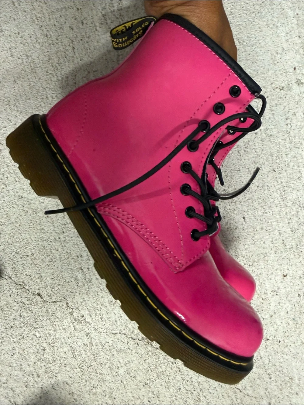 Dr. Martens Kids Hot Pink Lace-Up Delaney Boots